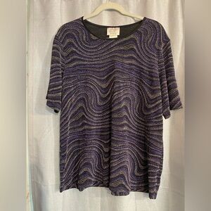 Kathie Lee Collection Black and Purple tunic blouse size 18/20